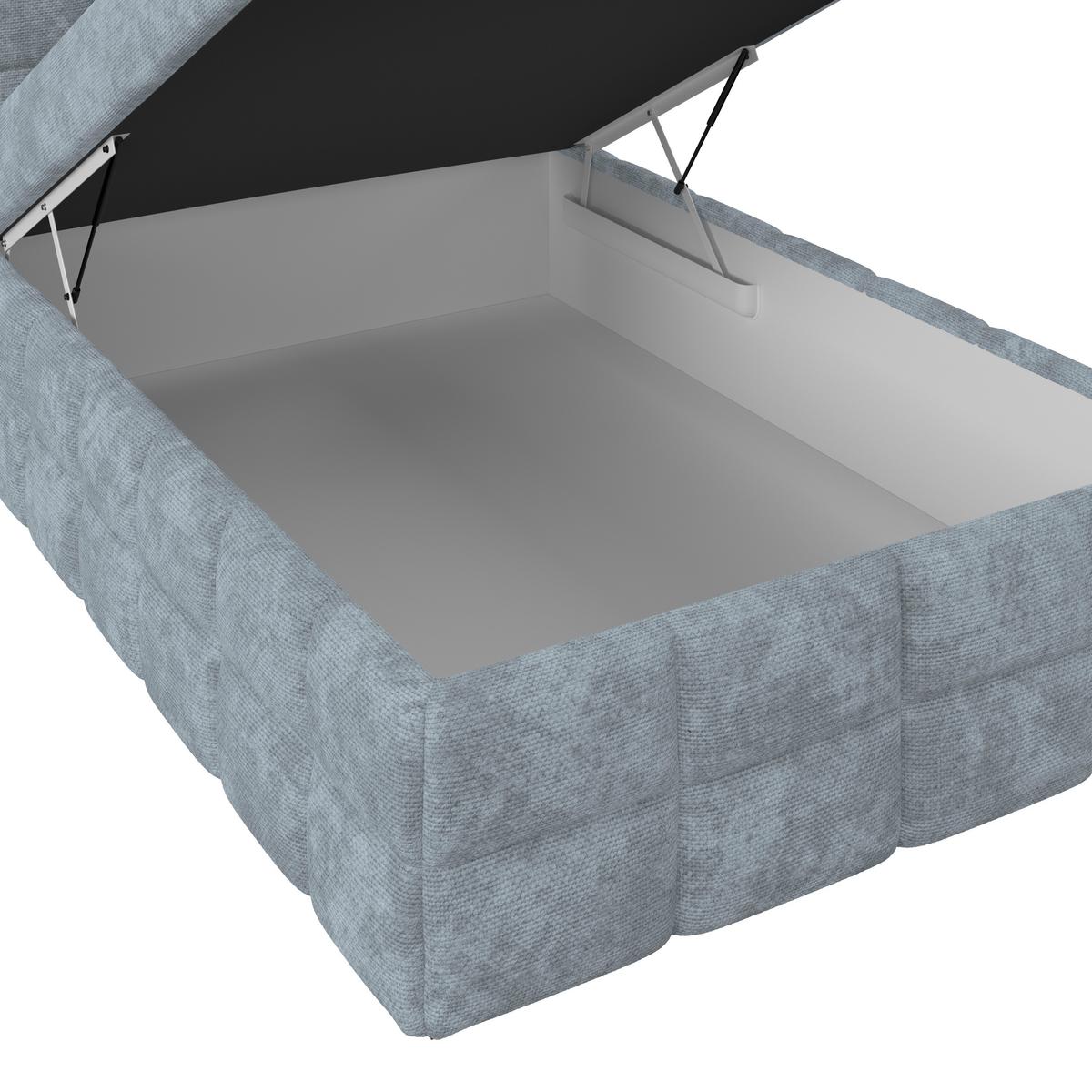 Čalouněná postel VEGA 140x200 cm, světle modrá - černá/zelená, Trend, dřevo/textil (140/200cm)