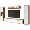 Wohnwand Bogota XL Wotan Eiche/Weiss - Weiß Hochglanz/Eiche Wotan, Basics, Holzwerkstoff (240/130/31cm) - MID.YOU