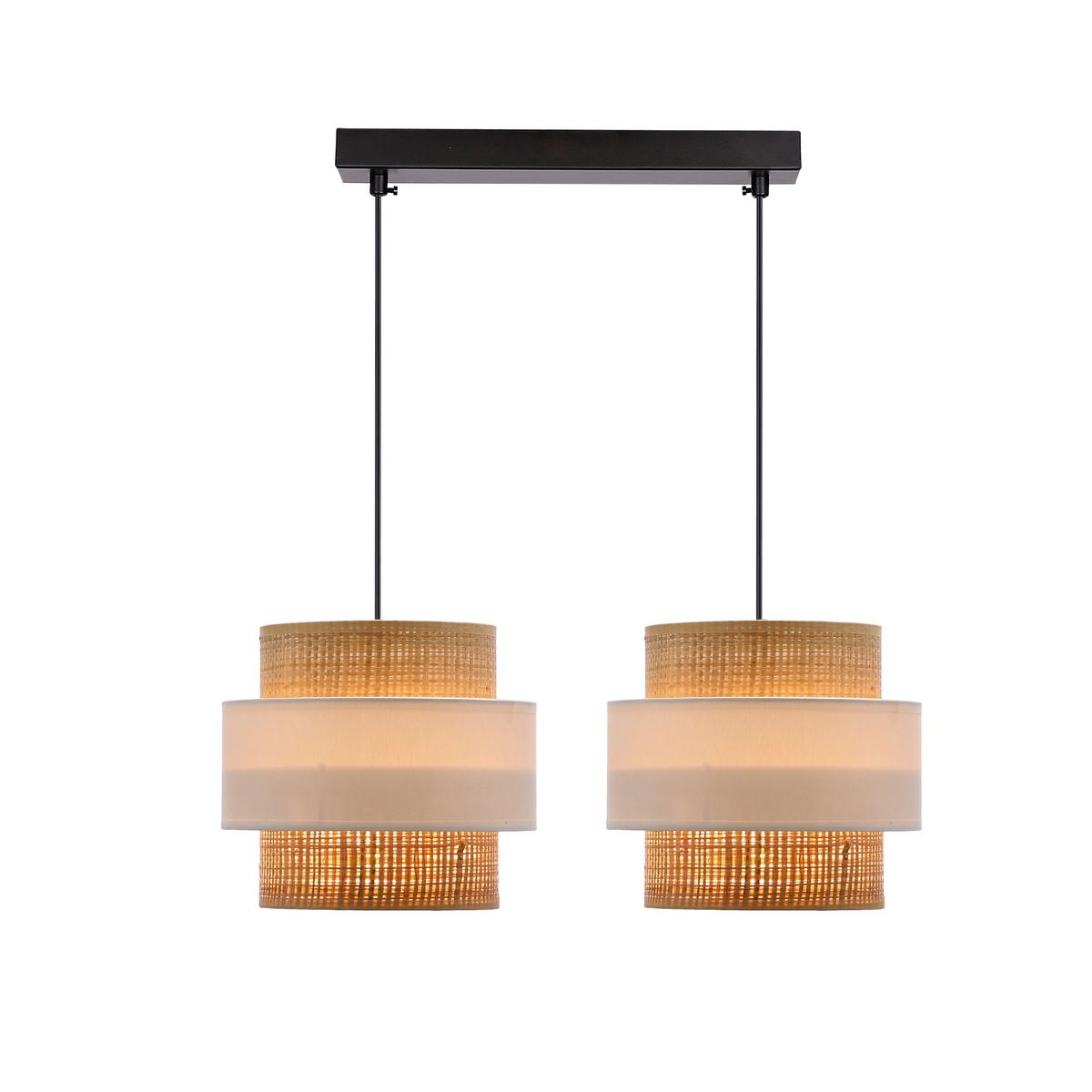 Pendelleuchte 32-18199 Rattan - Creme/Schwarz, Natur, Kunststoff/Metall (50/20/100cm)
