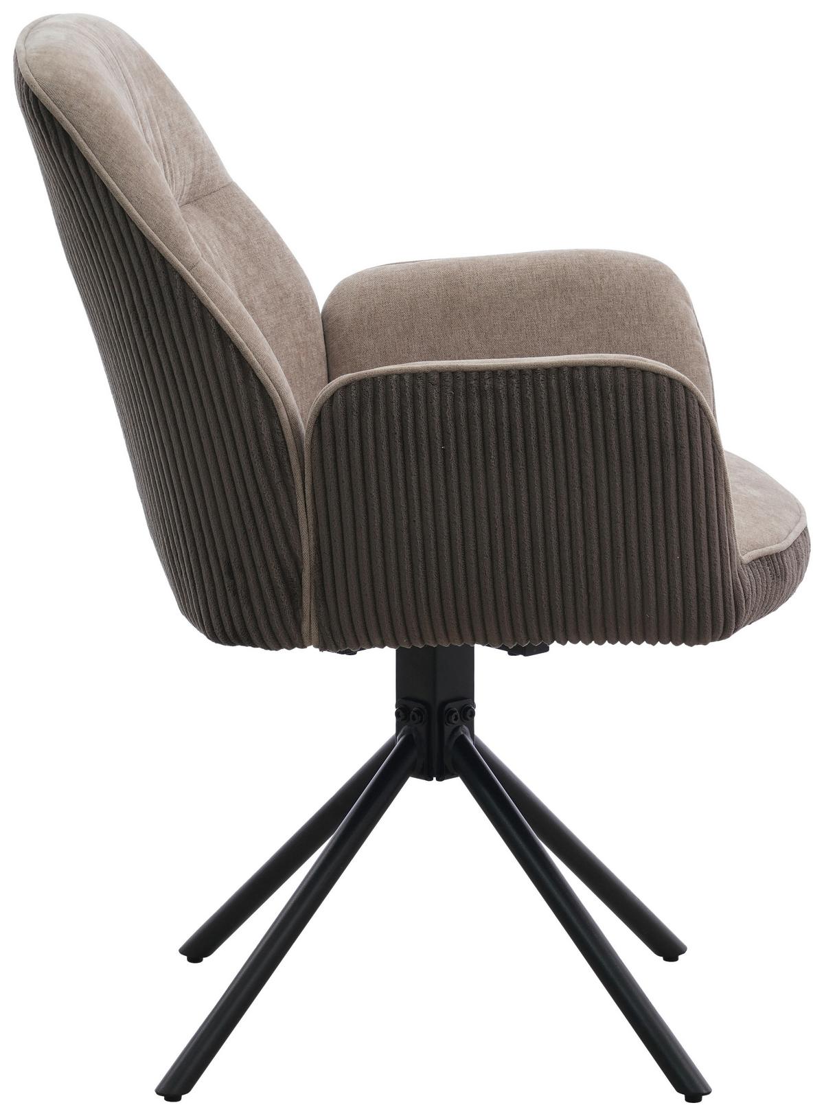 Armlehnstuhl Oulo Beige/Dunkelbraun B: 60 cm - Dunkelbraun/Beige, MODERN, Textil/Metall (60/89/65cm) - Livetastic