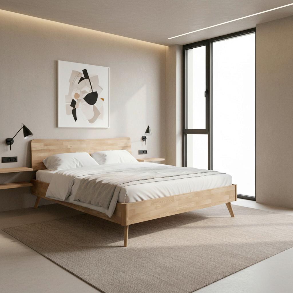Dřevěná postel DANZIG 140x200 cm, lakovaná - divoký dub, Moderní, dřevo (140/200cm) - Bessagi Home