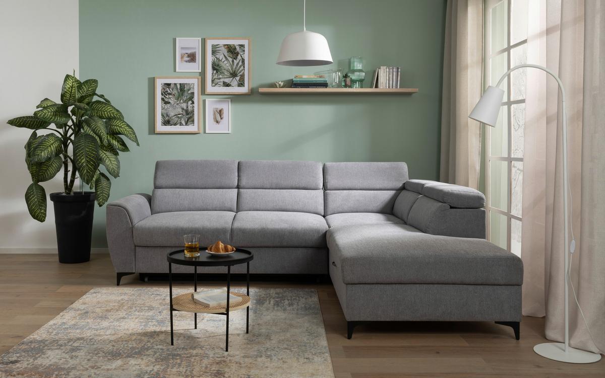 Ecksofa Lapis Grau S: 255/217 cm - Schwarz/Grau, KONVENTIONELL, Textil (255/217cm) - MID.YOU