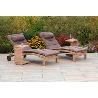 Gartenliege Andalusia - Beige/Braun, MODERN, Textil/Metall (90/100/208cm) - Gardenson