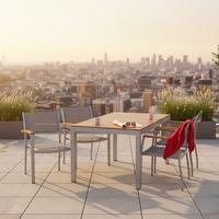 Gartengarnitur 5-tlg. Naxos Alu/holz/textil - Silberfarben/Grau, ROMANTIK / LANDHAUS, Holz/Textil (150/90/74cm) - Gardenson