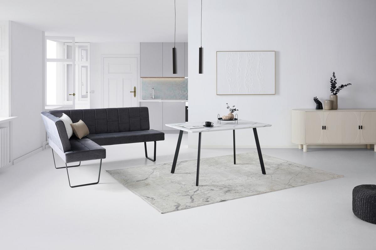 Eckbank Tilos Samt Dunkelgrau, S: 150x190 Cm - Dunkelgrau/Schwarz, KONVENTIONELL, Textil/Metall (150/190cm) - MID.YOU