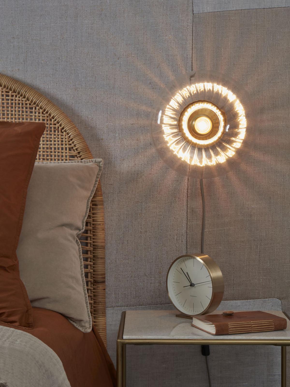 Wandleuchte Brussels 1-Flammig mit Schalter - Transparent/Goldfarben, Basics, Glas/Metall (28cm) - It's about Romi