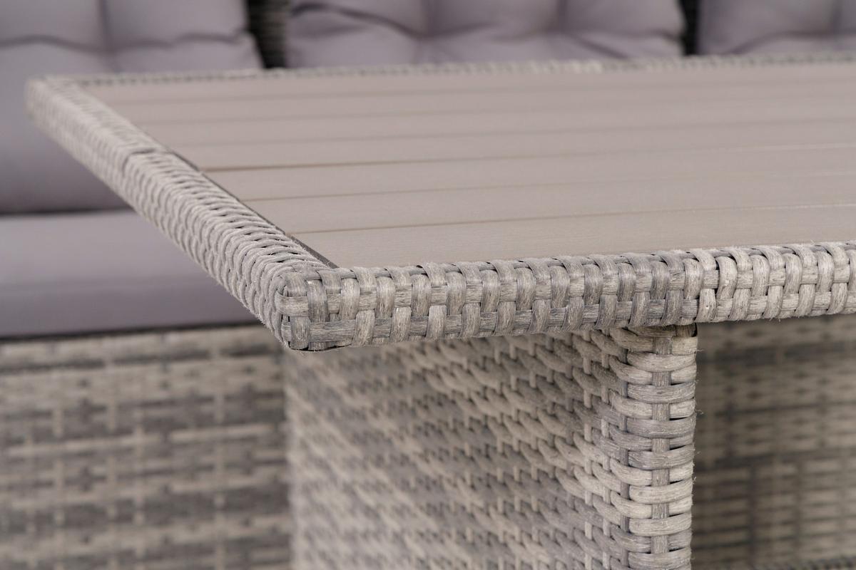 Loungegarnitur 5-Tlg. Hadwin, Kunststoffgeflecht mit Kissen - Dunkelgrau/Grau, MODERN, Holzwerkstoff/Kunststoff (120/70cm) - Luca Bessoni