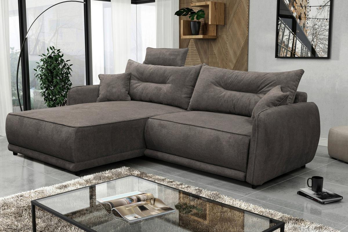 Ecksofa Fresh Dunkelgrau 195x264 cm - Dunkelgrau/Beige, Design, Textil (195/264cm) - MID.YOU