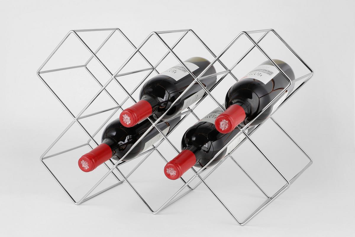 Weinregal Eisen Silberfarben 8 Flaschen Bxh: 16,6x31cm - Silberfarben, Basics, Metall (46/16,6/31cm) - Echtwerk