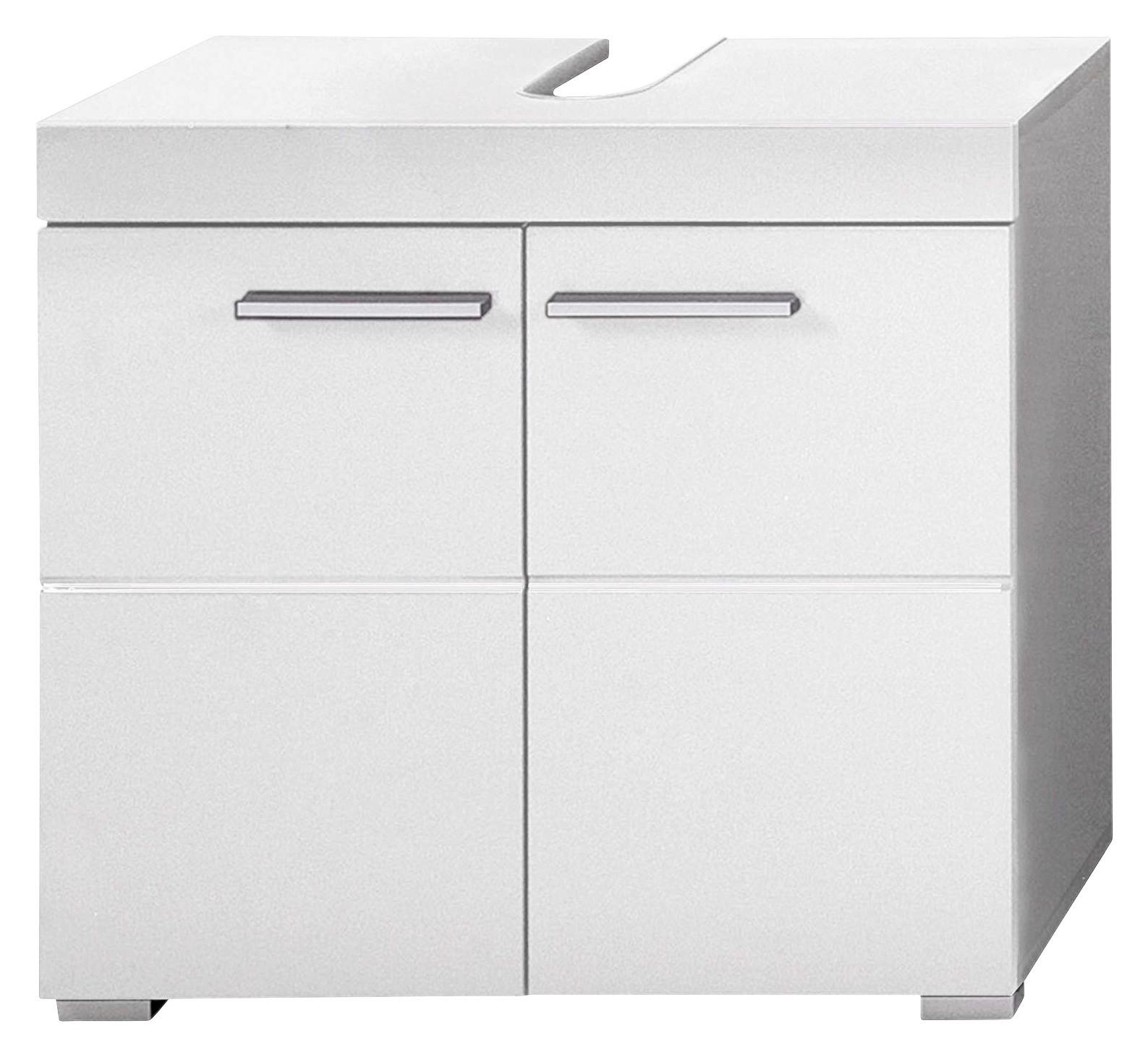Waschbeckenunterschrank Amanda B: 60 cm Weiss - Silberfarben/Weiß, MODERN, Holzwerkstoff (60/56/34cm) - MID.YOU