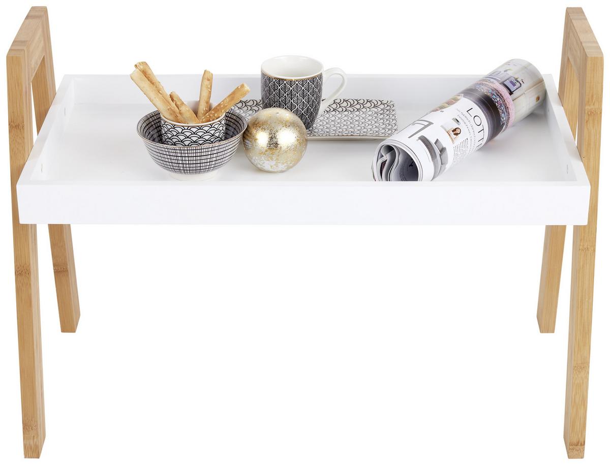 Beistelltisch Scandi Bambus/weiß - Naturfarben/Weiß, MODERN, Holz/Holzwerkstoff (62,5/45/32cm) - Ondega