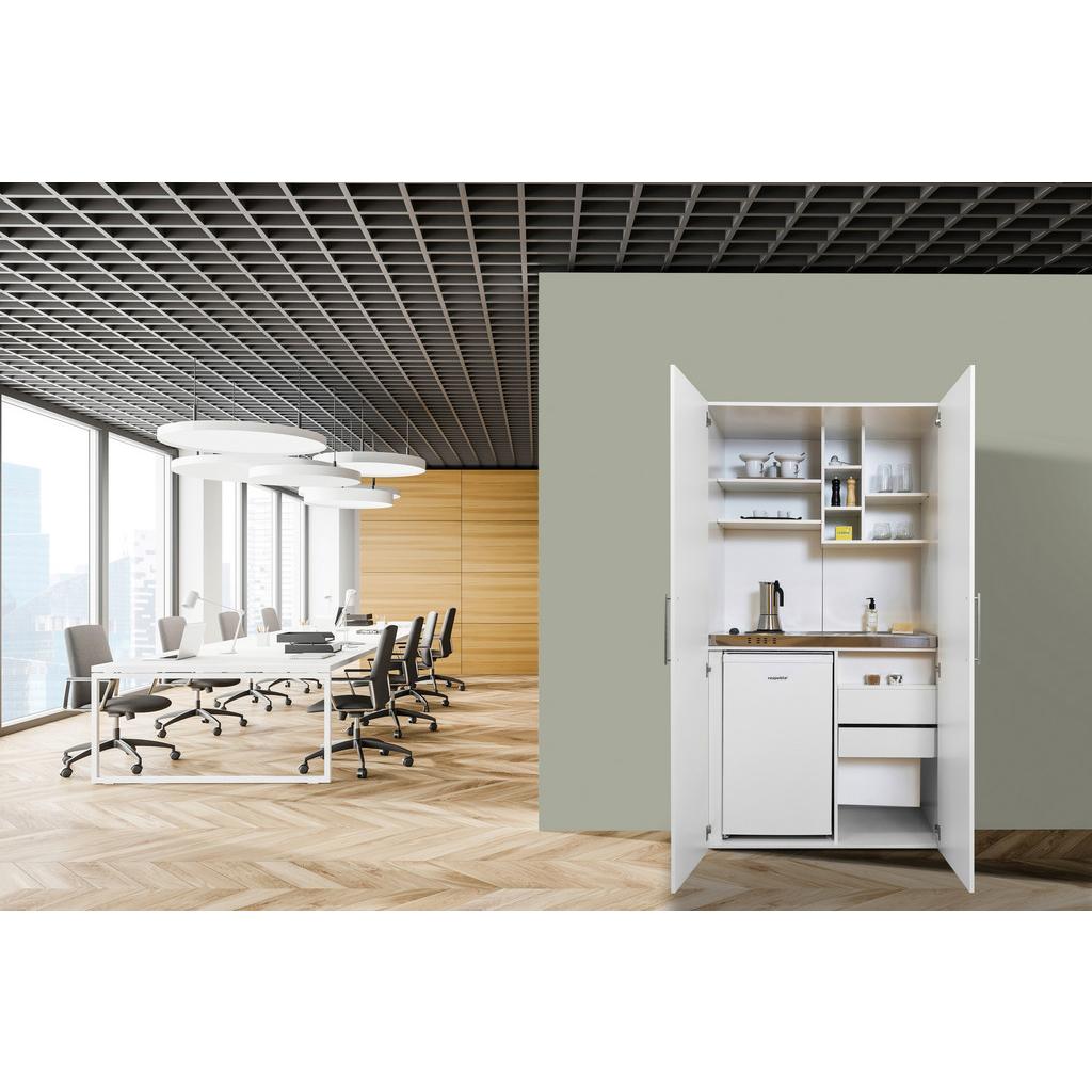 Schrankküche M. Kühlschrank + Kochfeld 104 Cm Elegant