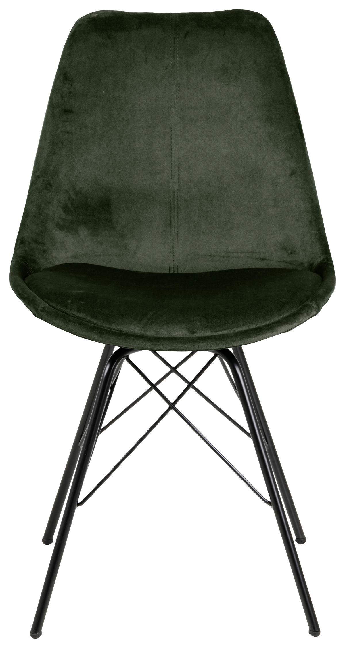 Jedálenská stolička ERIS zamat - čierna/lesná zelená, Trend, kov/textil (48,5/85,5/54cm) - Carryhome