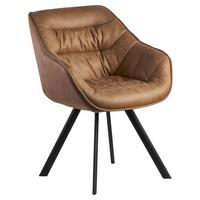 Židle s područkami WOHNLING  hnědá - černá/béžová, Moderní, kov/textil (60/85/64cm) - MID.YOU