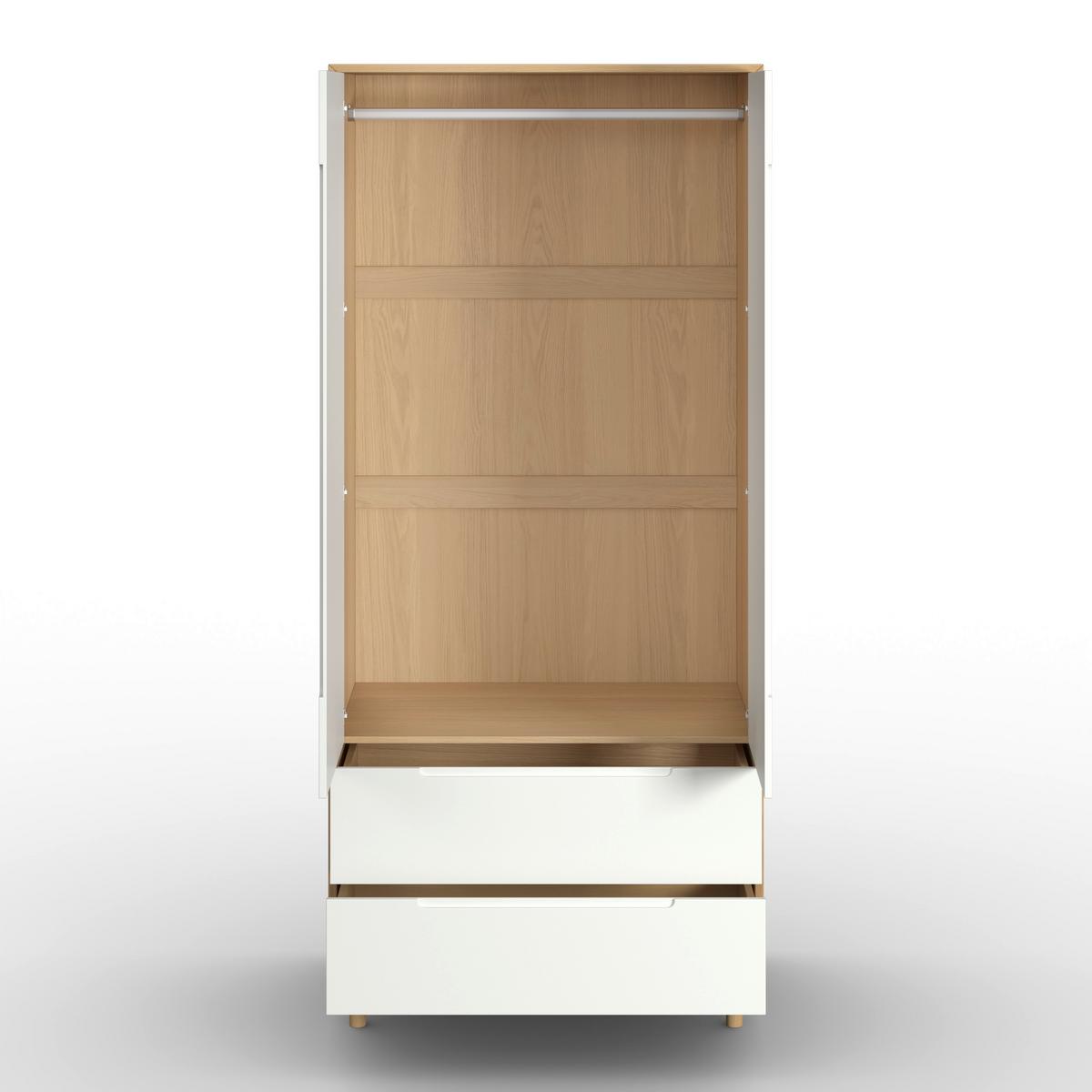 Šatníková skriňa MARLO š. cca 100 cm, dekor biela/dub - biela/farba duba, Modern, drevo/kompozitné drevo (100/223/60cm) - Bessagi Home