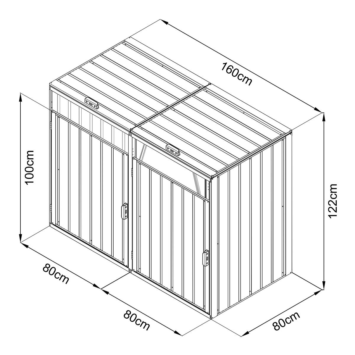 Mülltonnenbox A093.010.20 - Anthrazit, KONVENTIONELL, Metall (160/80/122cm) - Ambia Garden
