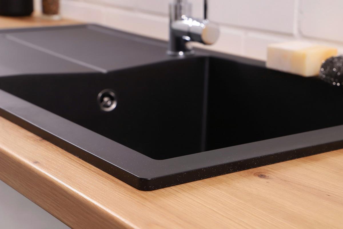 Spüle Cleveland Schwarz 100x21,4 Cm - Schwarz, Basics, Glas/Kunststoff (100/21,4/50cm) - Respekta