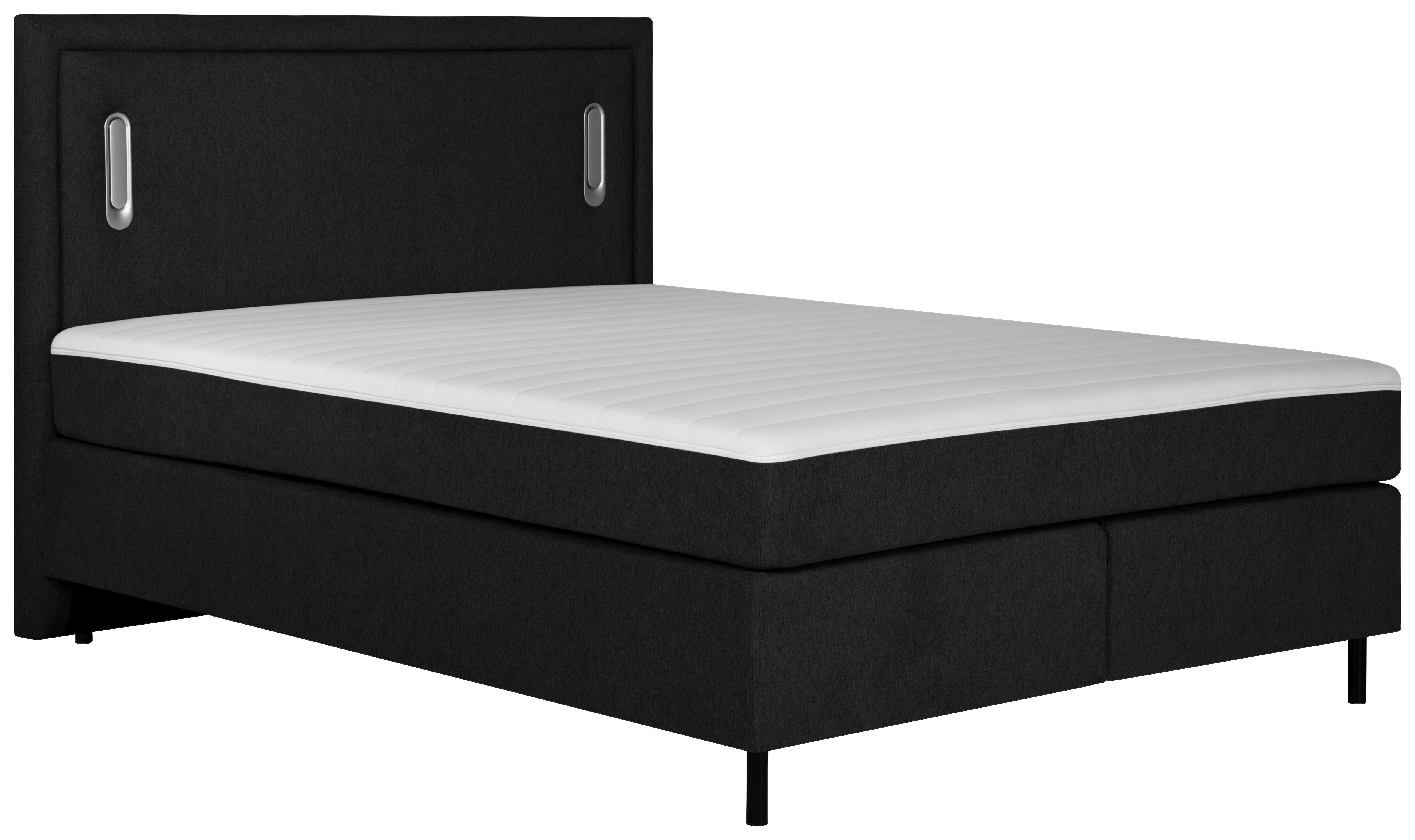 Boxspringbett mit Matratze 160x200 cm Nidda - Schwarz, MODERN, Textil (160/200cm) - Livetastic