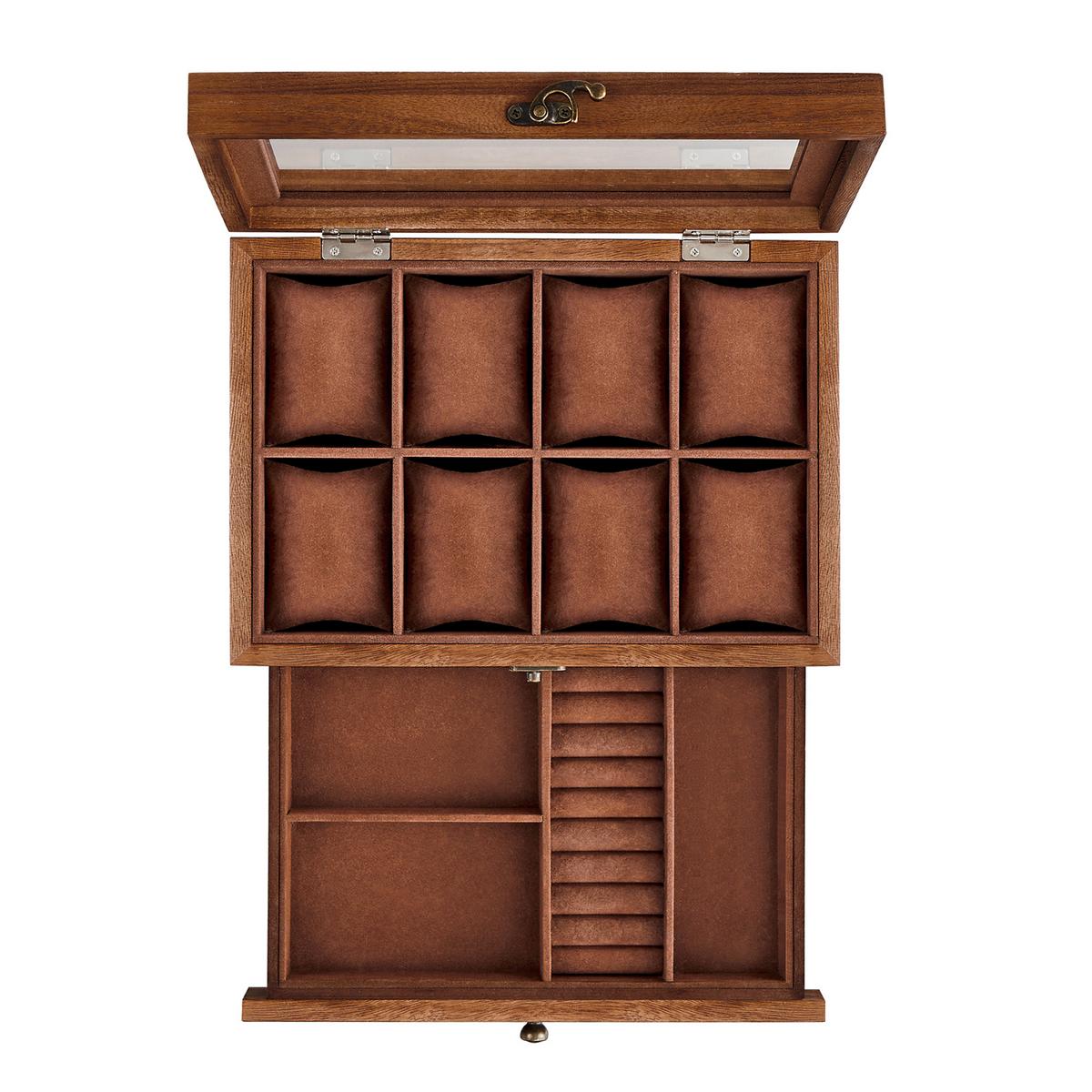 Uhrenbox Braun B: 27 Cm - Braun, Basics, Holz/Metall (27/12,5/19cm)