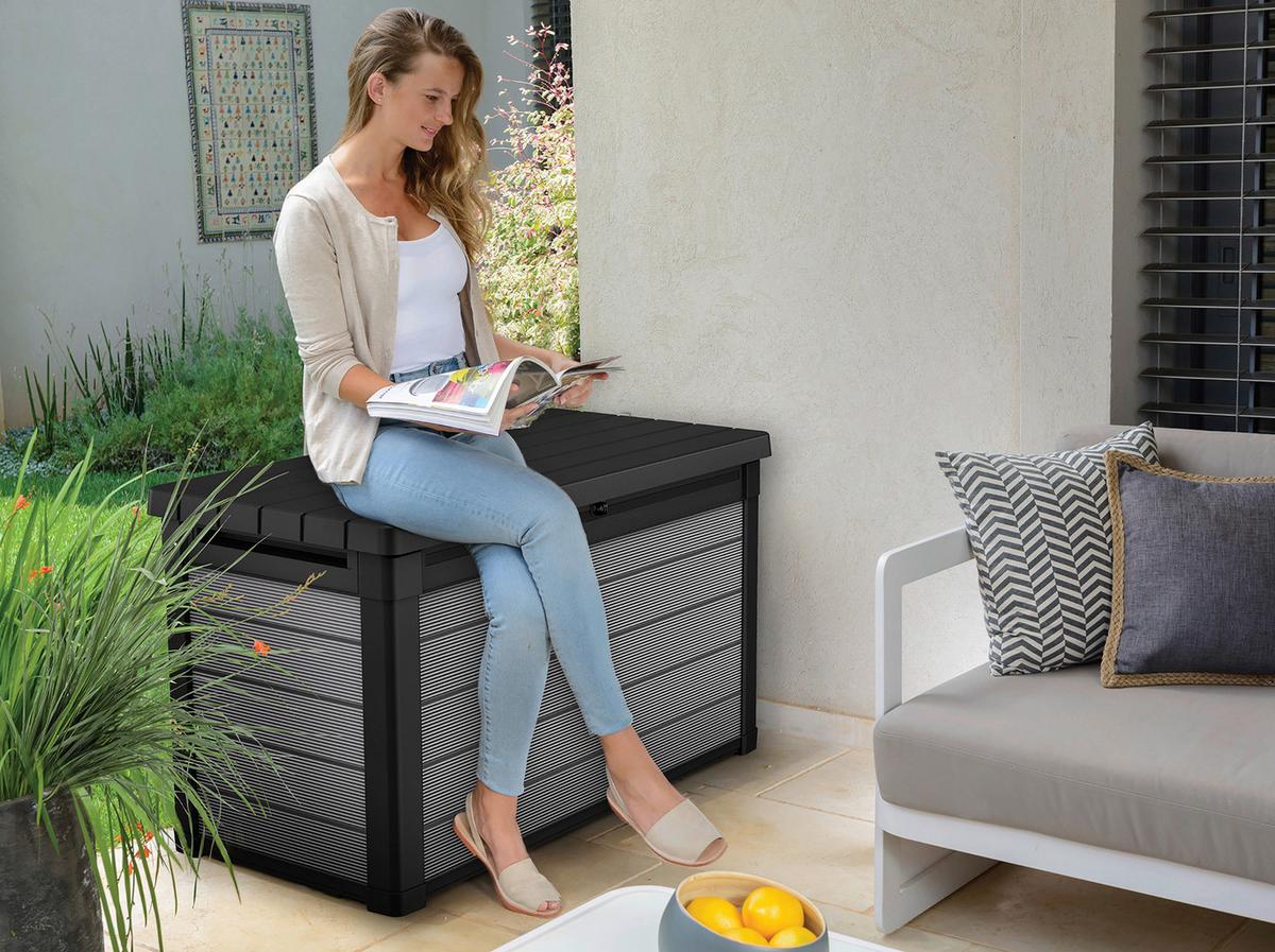 Kissenbox Premier Anthrazit/ Grau 122,9x70,6x62,1cm 380l - Anthrazit/Grau, Basics, Kunststoff (122,9/70,6/62,1cm)