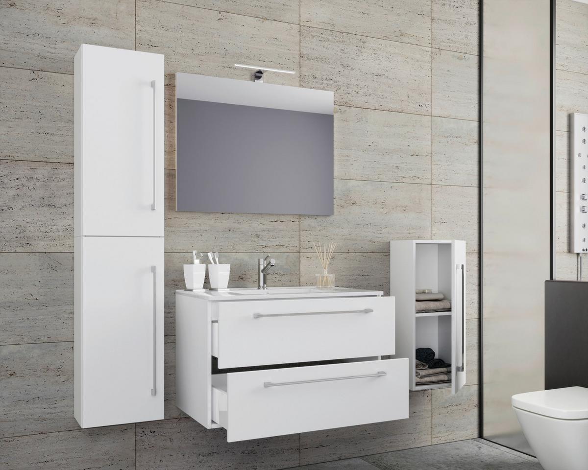 Badezimmer Badinos 5-Teilig Weiß B: 126 cm - Weiß, MODERN, Keramik/Holzwerkstoff (126cm) - MID.YOU