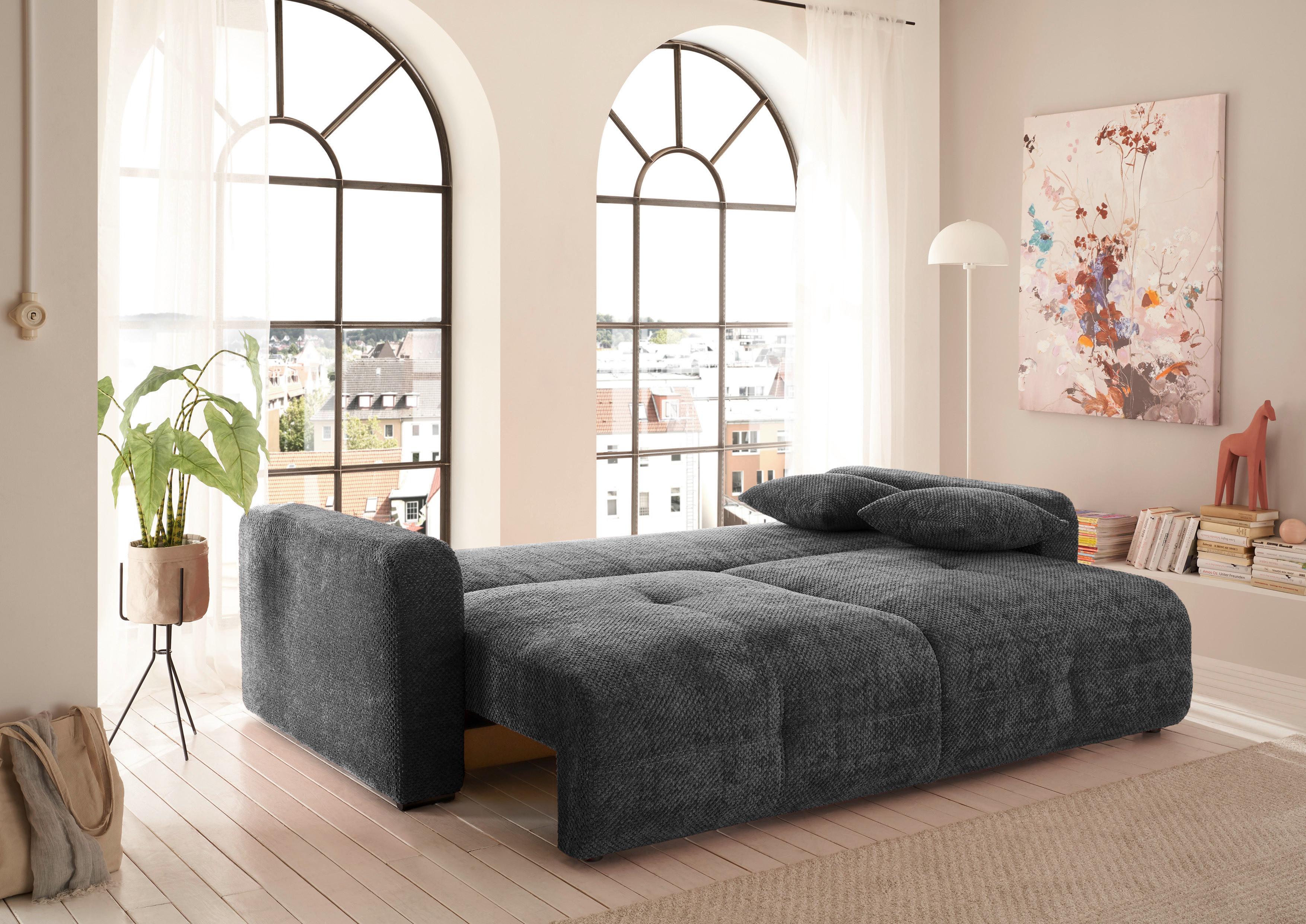 Schlafsofa Bullet Anthrazit B: 235 Cm - Anthrazit/Schwarz, KONVENTIONELL, Textil (235/88/120cm) - MID.YOU