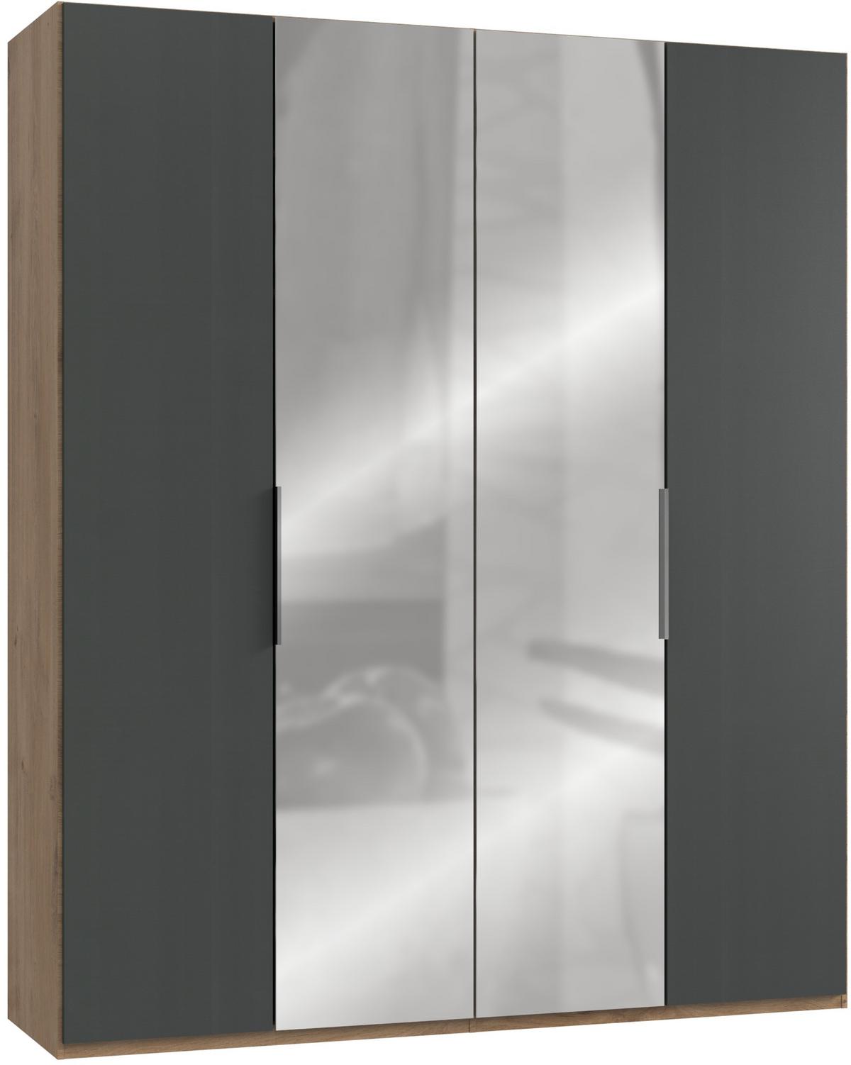 Drehtürenschrank B: 200 cm Level Graphit-/Eichefarben - Eichefarben/Graphitfarben, MODERN, Holzwerkstoff (200/236/58cm) - MID.YOU
