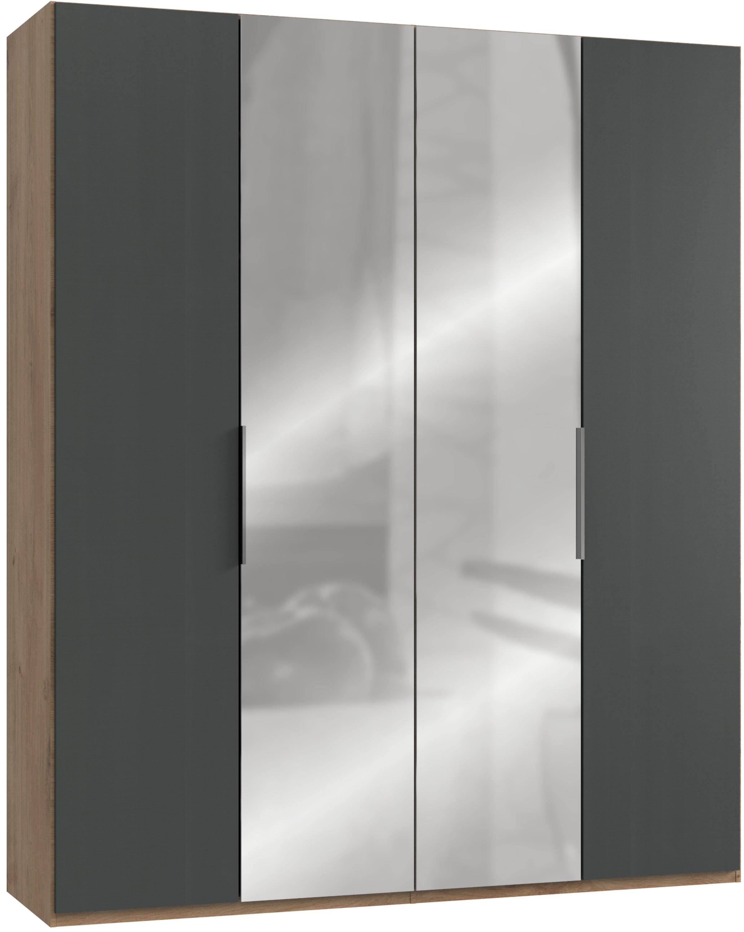 Drehtürenschrank B: 200 cm Level Graphit-/Eichefarben
