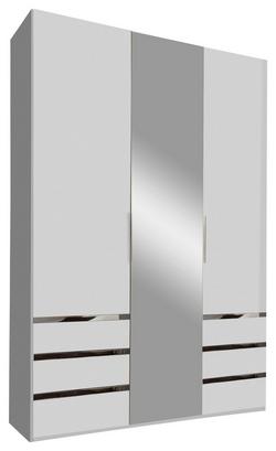 Dreitüriger Kleiderschrank in Weiß mit Spiegel Dreitüriger Kleiderschrank in Weiß mit Spiegel