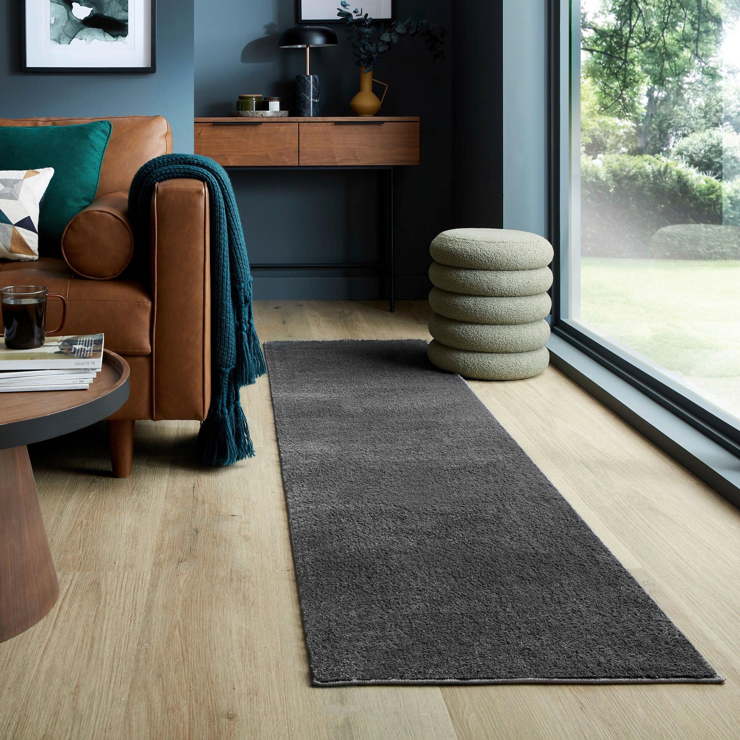 Webteppich Sheen Rug Dark Grey 60x230 - Dunkelgrau, Basics, Textil (60/230cm)
