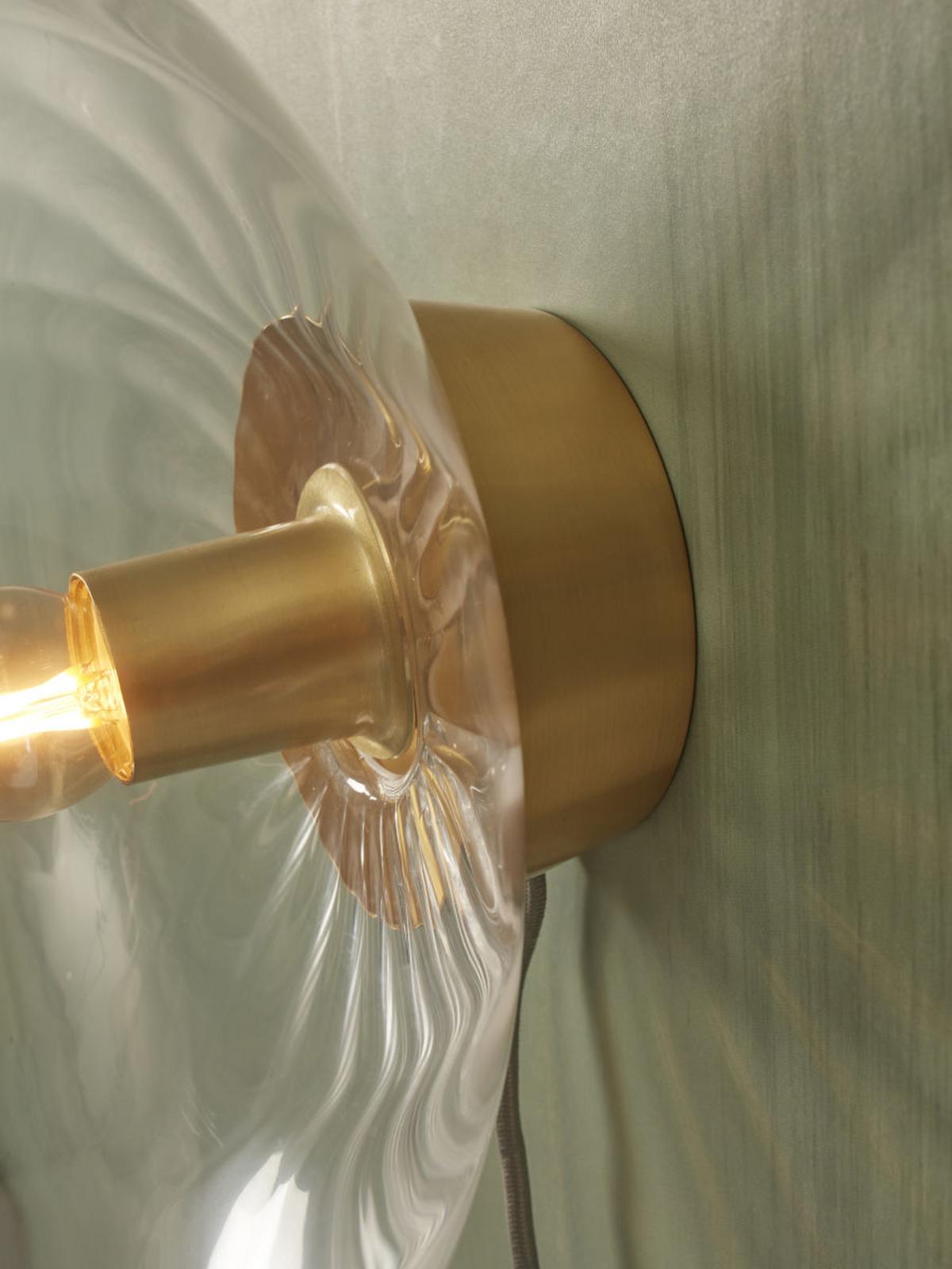 Wandleuchte Brussels 1-Flammig mit Schalter - Transparent/Goldfarben, Basics, Glas/Metall (28cm) - It's about Romi