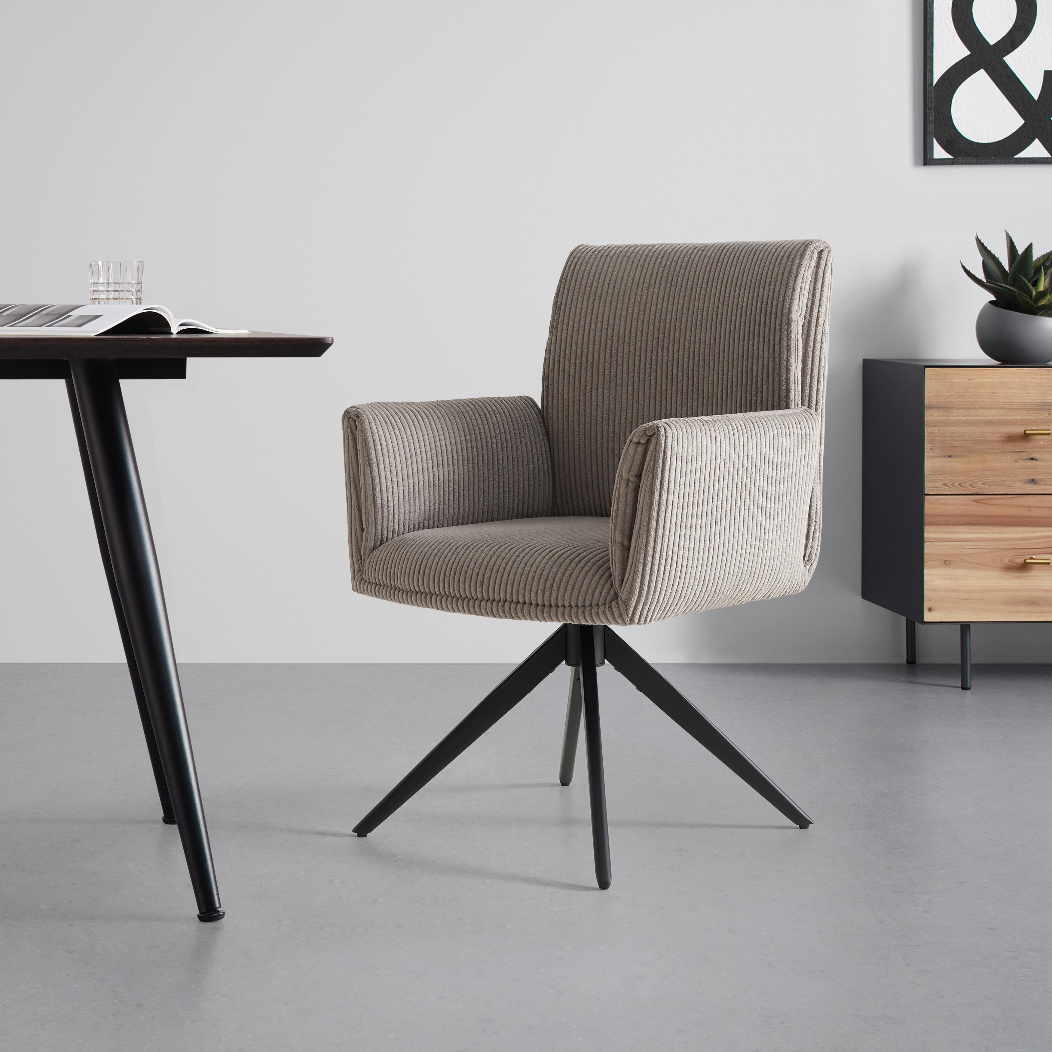 ŽIDLE S PODRUČKAMI ROSALIA - černá/světle šedá, Moderní, kov/dřevo (65/87,5/61,5cm) - Bessagi Home