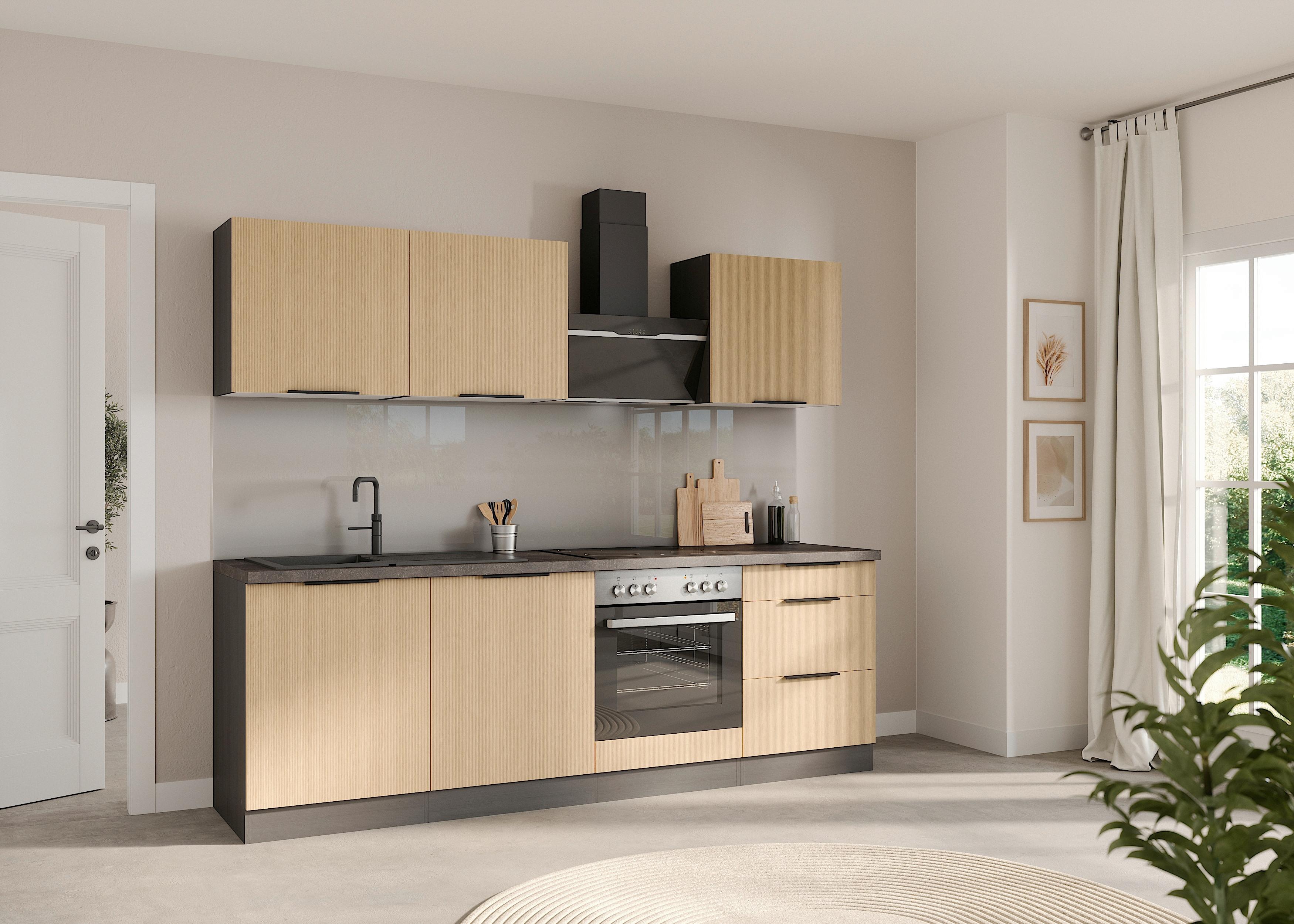 Küchenleerblock Glasgow Eichefarben /graphit B: 240 Cm - Eichefarben/Graphitfarben, LIFESTYLE, Holzwerkstoff (240cm) - Held