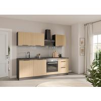 Küchenblock Glasgow Eichefarben/graphit B: 240 Cm - Eichefarben/Graphitfarben, LIFESTYLE, Holzwerkstoff (240cm) - Held