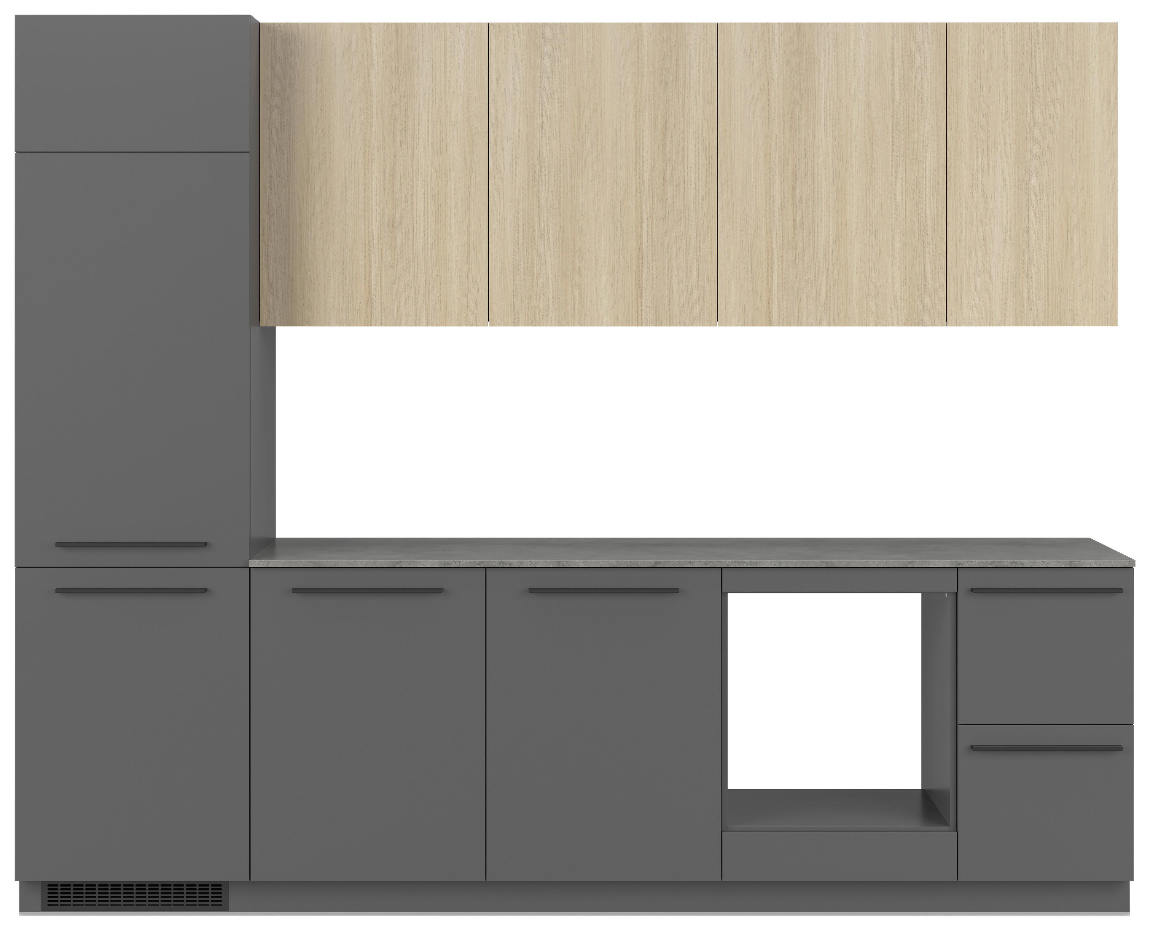 Küchenblock Milino Medium A-Grg-Sbe - Eichefarben/Graphitfarben, Basics, Holzwerkstoff (285cm) - Visiona