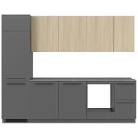 Küchenblock Milino Medium A-Grg-Sbe - Eichefarben/Graphitfarben, Basics, Holzwerkstoff (285cm) - Visiona