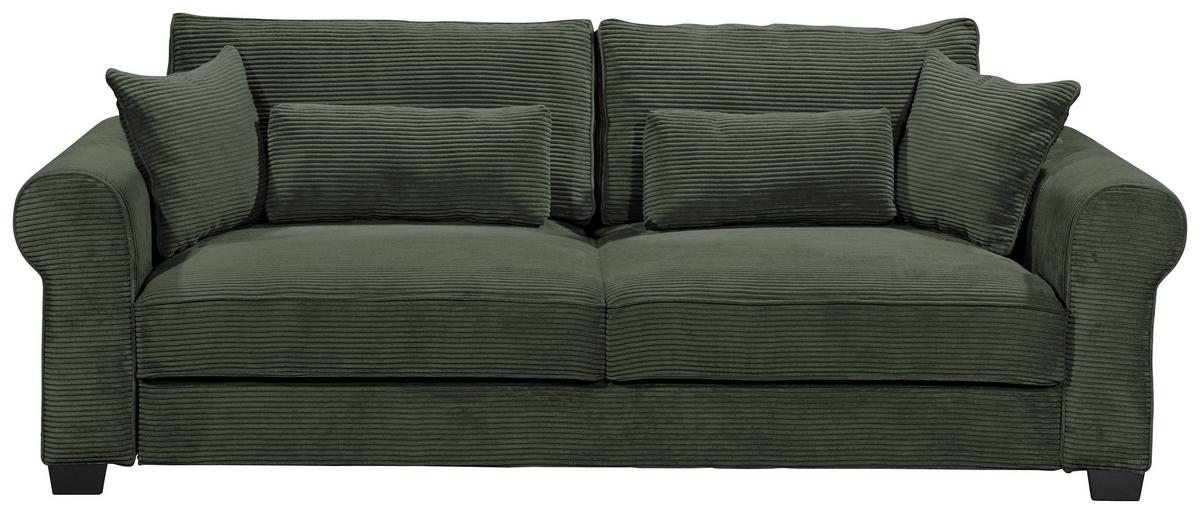 3-sitzer-sofa Mit Schlaf- Funktion Angelina Dunkelgrün - Dunkelgrün/Schwarz, Basics, Textil (250/95/125cm) - MID.YOU
