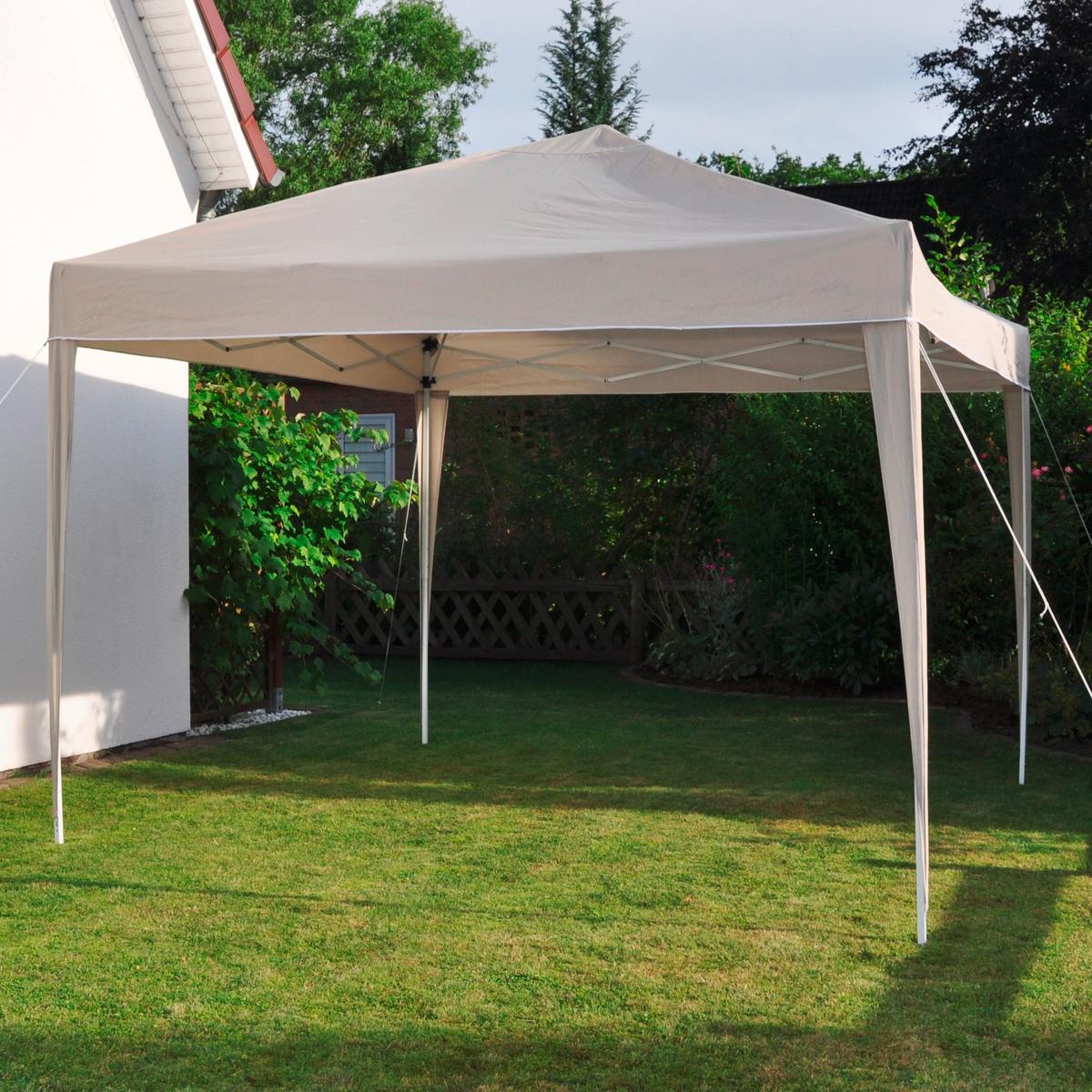Pavillon 300x300 cm, Regenabweisend, Faltpavillon - Beige/Weiß, Basics, Textil/Metall (300/300/256cm)