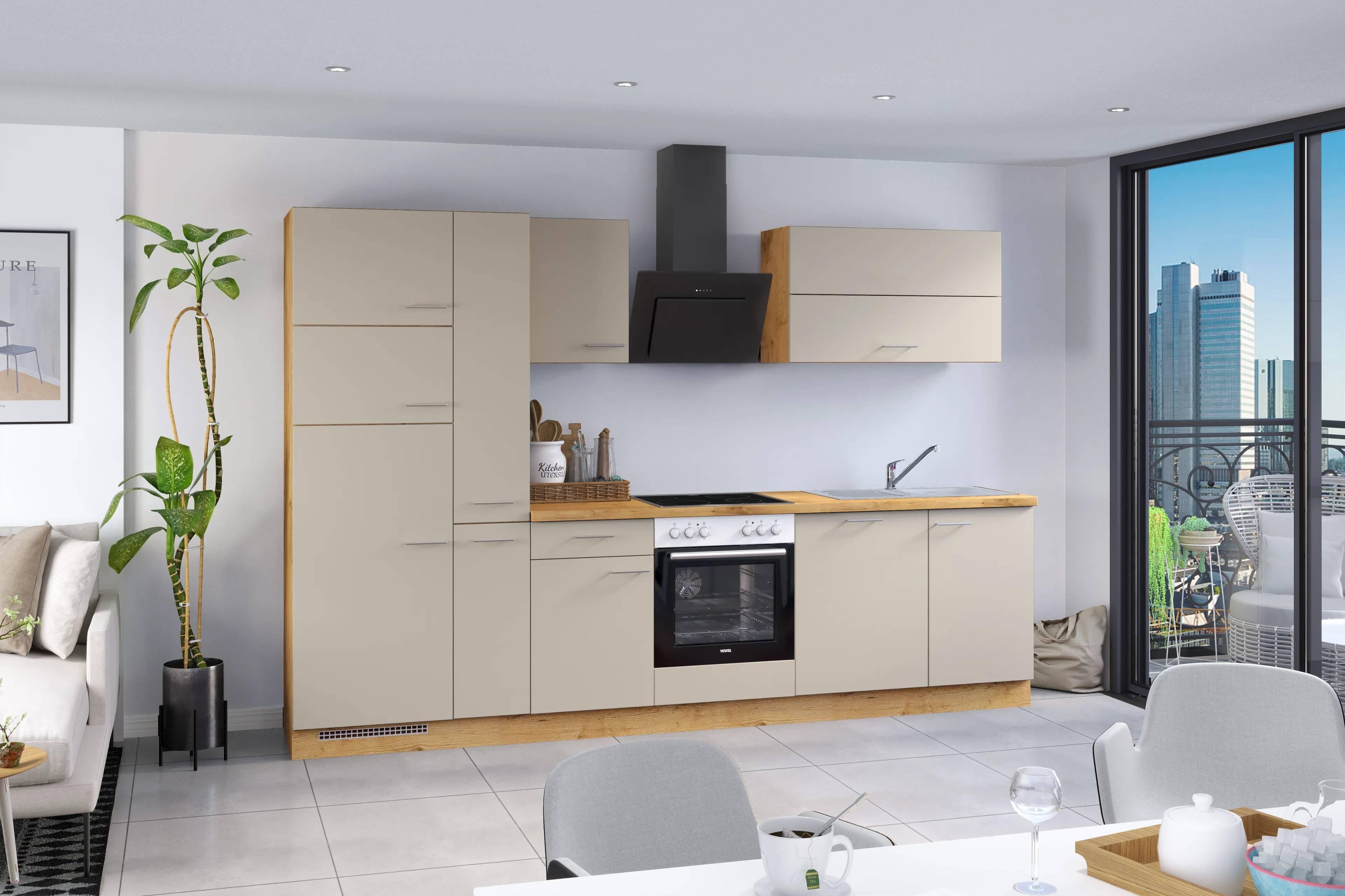 Küchenblock Ip1200 - Eichefarben/Creme, Basics, Holzwerkstoff (310cm) - Impuls