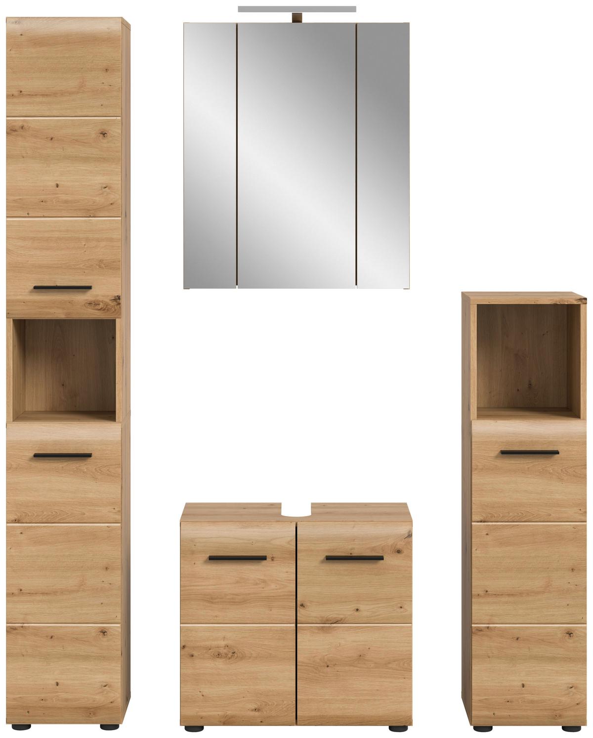Badezimmer Ice Eiche Artisan Dekor B: 120cm - Schwarz/Eiche Artisan, Basics, Holzwerkstoff (120cm) - MID.YOU