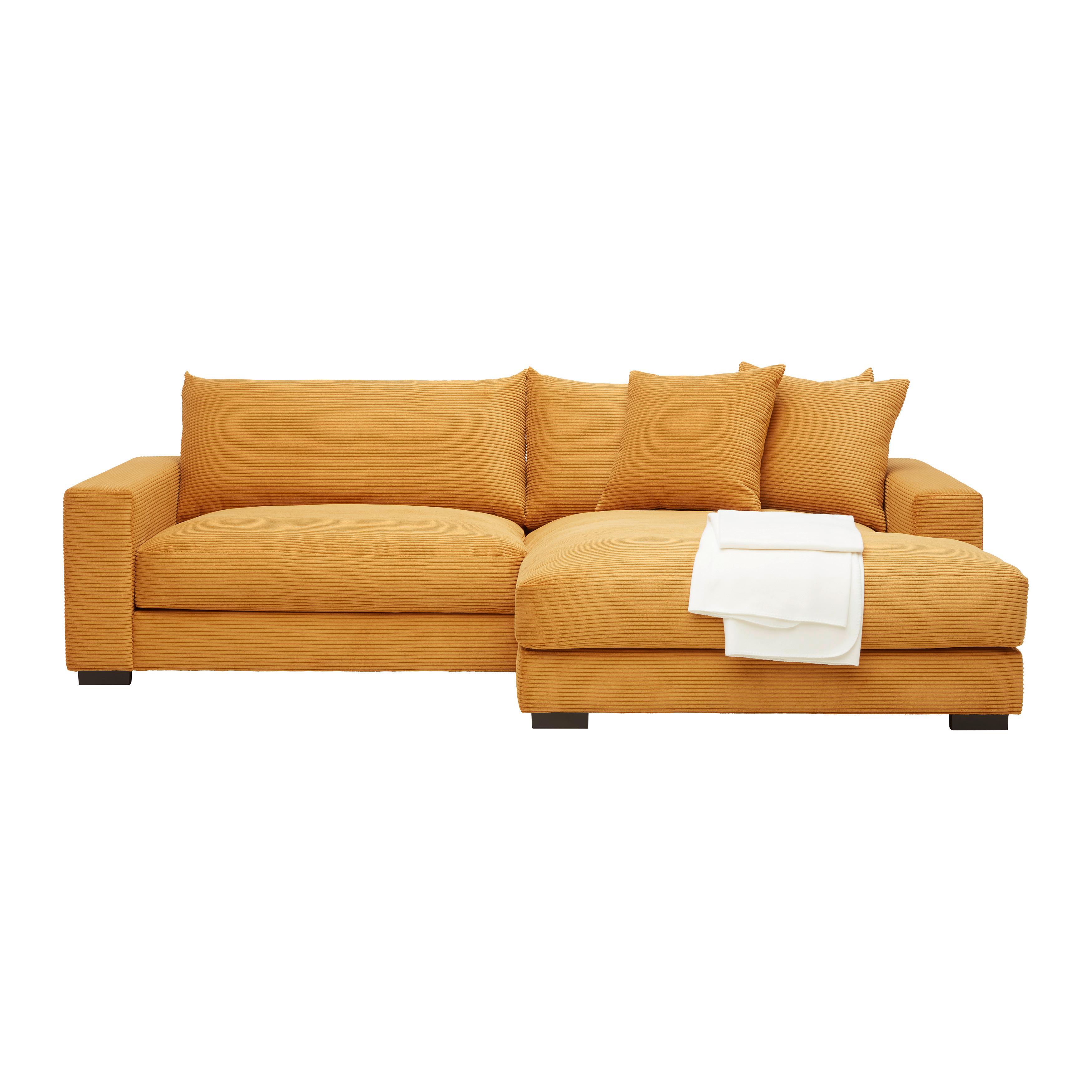 Rohová sedačka PEDRO, pravá, horčicovožltý menčester - horčicovožltá, Modern, textil (265/83/180cm) - Mömax