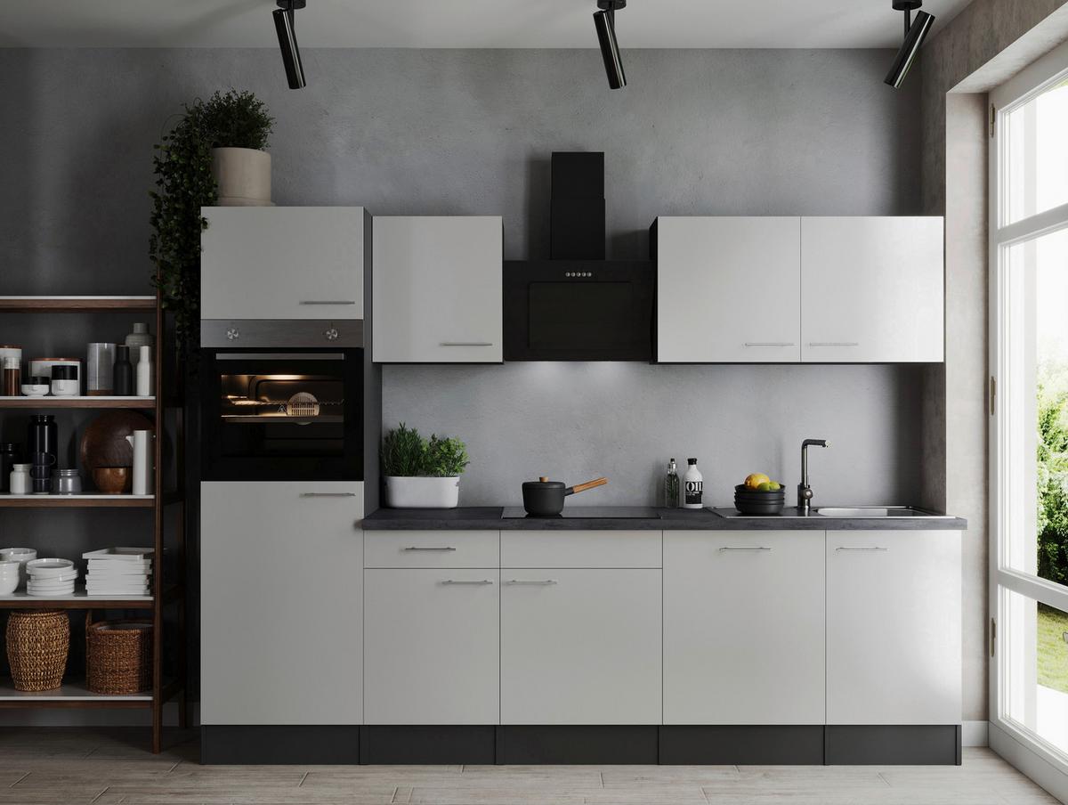 Küchenblock Oliver Grau, Weiß B: 280 cm - Weiß/Grau, Design, Holzwerkstoff (280cm) - Respekta