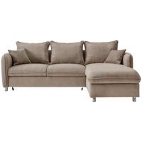 Eckschlafsofa Lauritio Graubraun S: 254x160 cm - Chromfarben/Graubraun, MODERN, Textil (254/160cm) - Livetastic