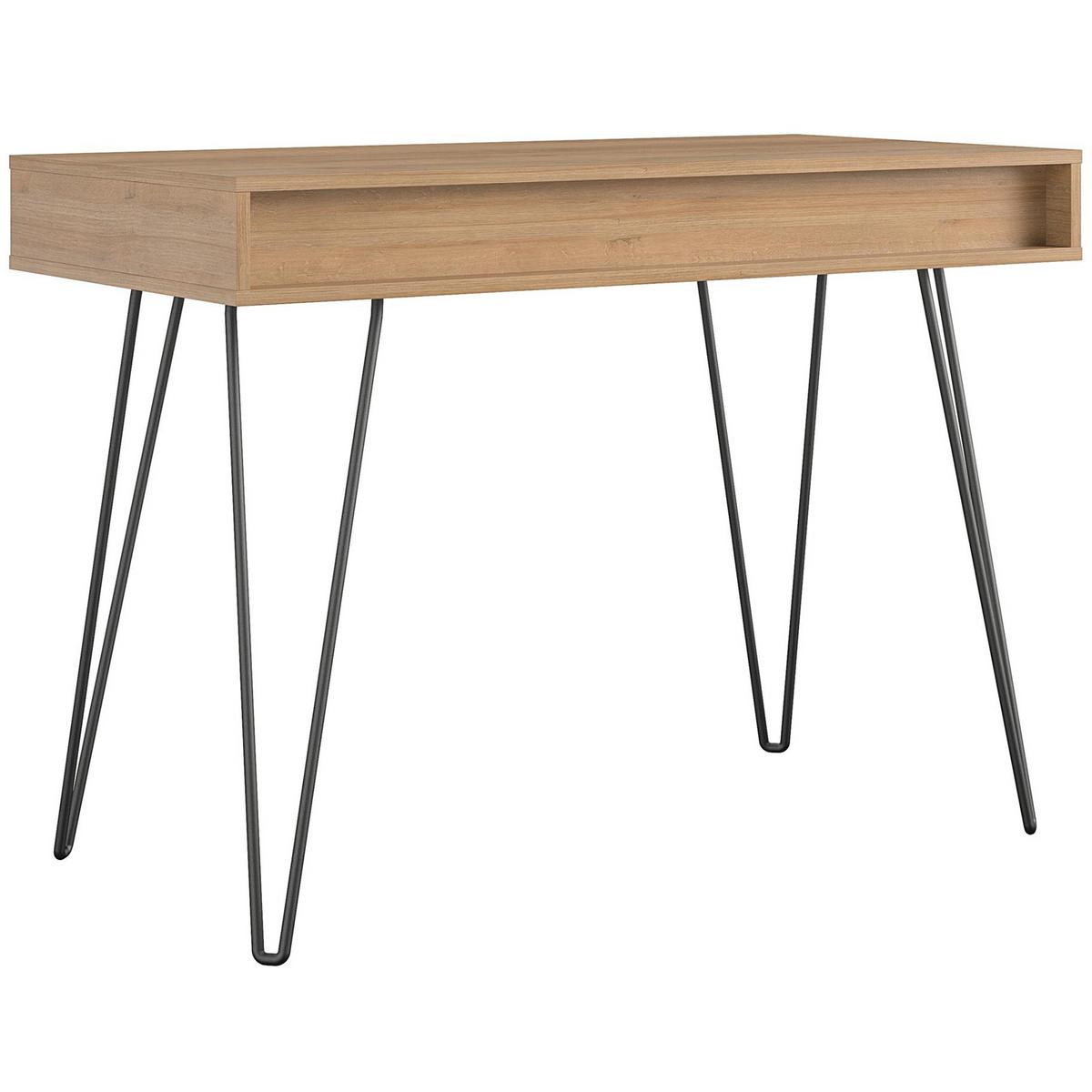 Schreibtisch Concord Naturfarben, Schwarz - Schwarz/Naturfarben, Design, Holzwerkstoff/Metall (106/77/49cm) - MID.YOU