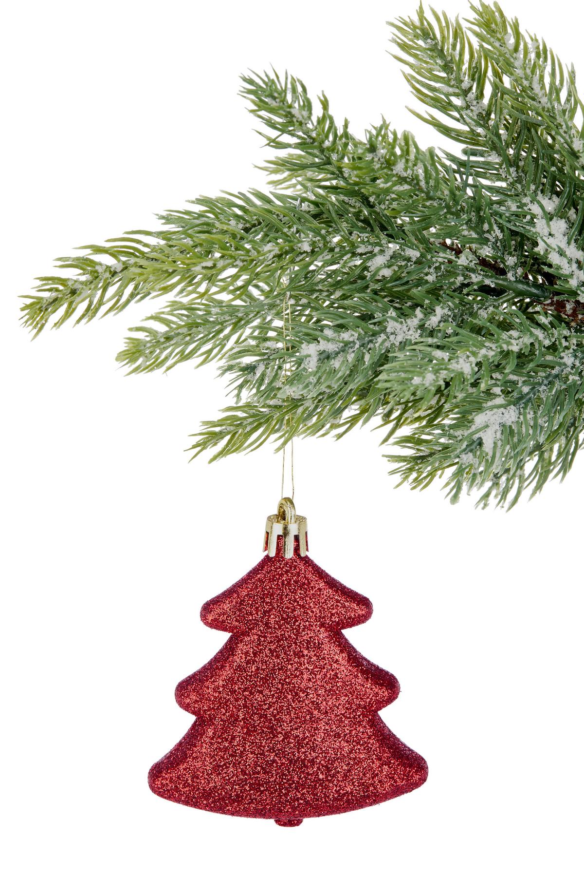 Függődísz Karácsonyfa - barna/piros, Basics, műanyag (8cm) - Luca Bessoni