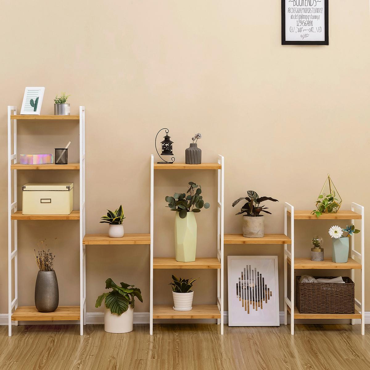 Bamboo Shelf Naturfarben/Weiß B: 45 cm - Weiß/Naturfarben, Basics, Naturmaterialien (45/142/31,5cm)