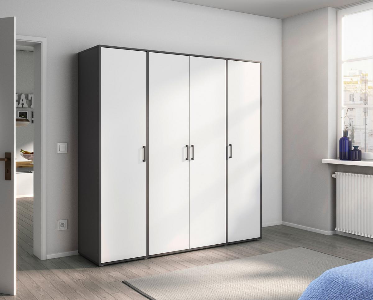Drehtürenschrank Voyager Grau,weiß B: 187 cm - Weiß/Grau, MODERN, Holzwerkstoff (187/194/53cm) - Rauch Möbel