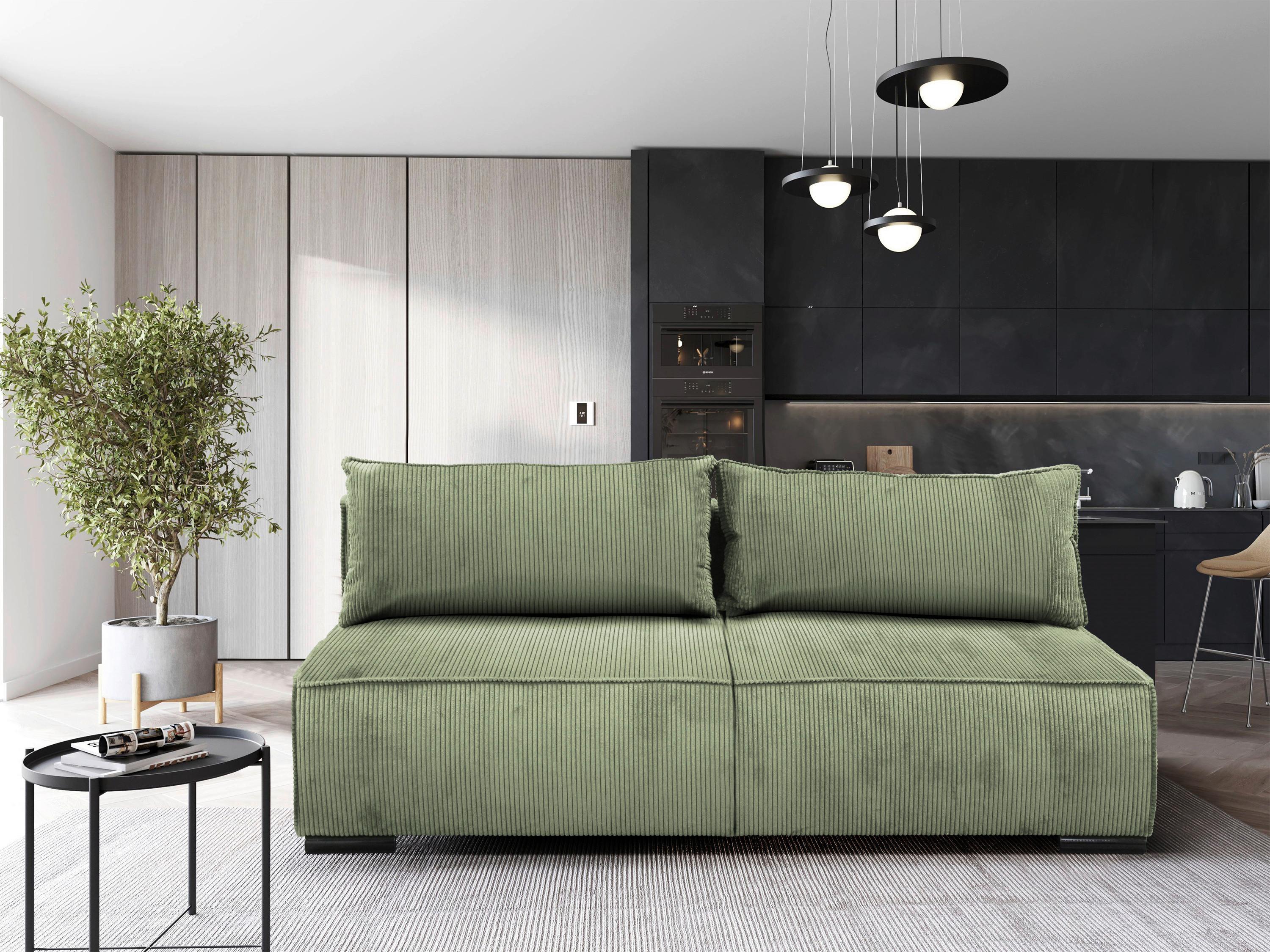Schlafsofa Flow Mintgrün B: 202 Cm - Schwarz/Mintgrün, Design, Textil (202/90/99cm) - MID.YOU