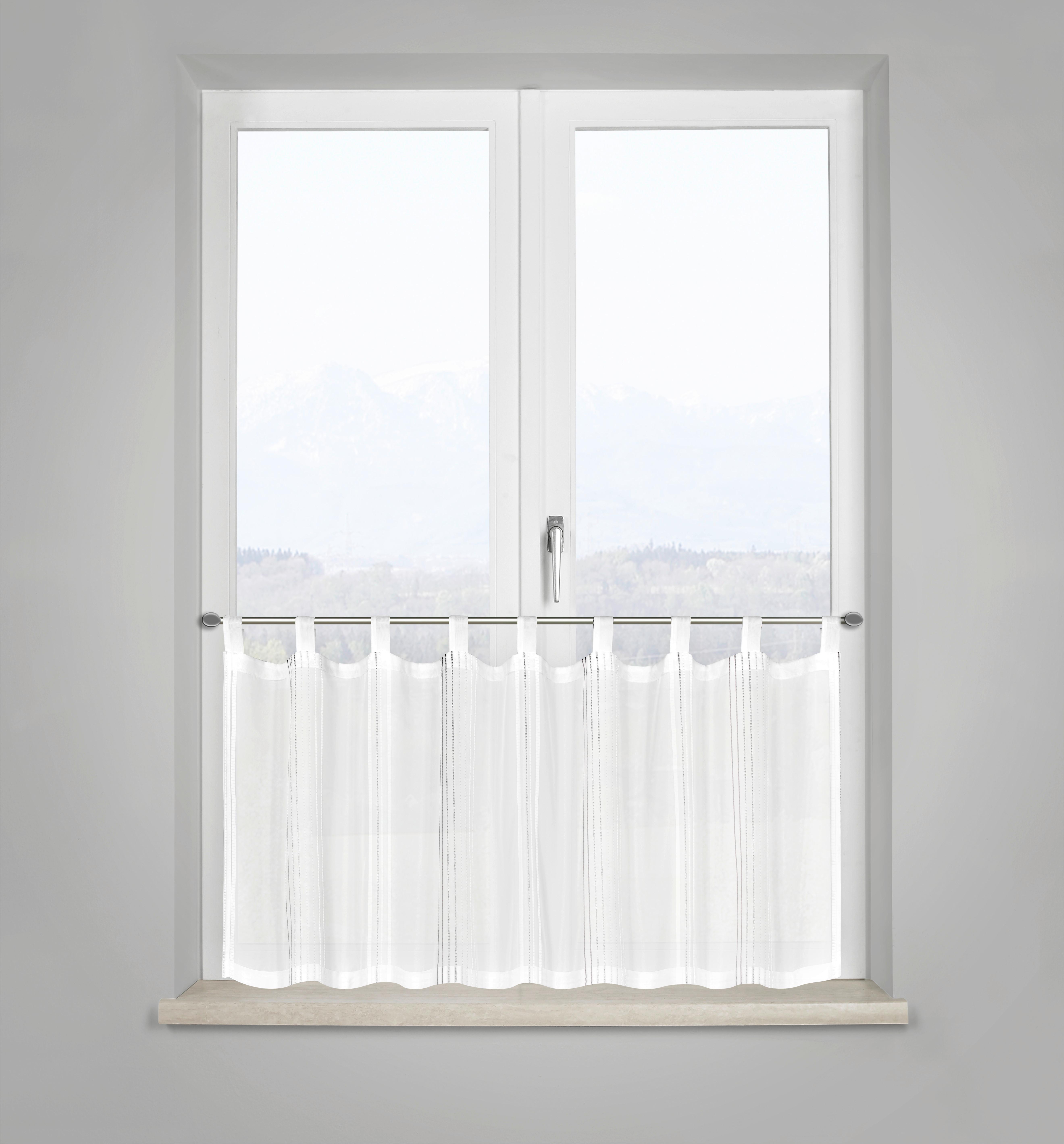 ZÁCLONA KRÁTKÁ Louis, 50/145 cm, bílá,šedá - šedá/bílá, Konvenční, textil (50/145cm) - Modern Living