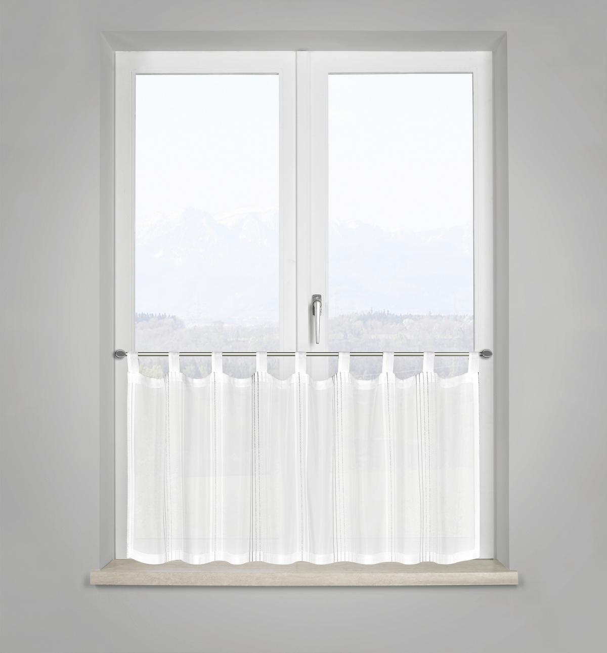 ZÁCLONA KRÁTKÁ Louis, 50/145 cm, bílá,šedá - šedá/bílá, Konvenční, textil (50/145cm) - Modern Living